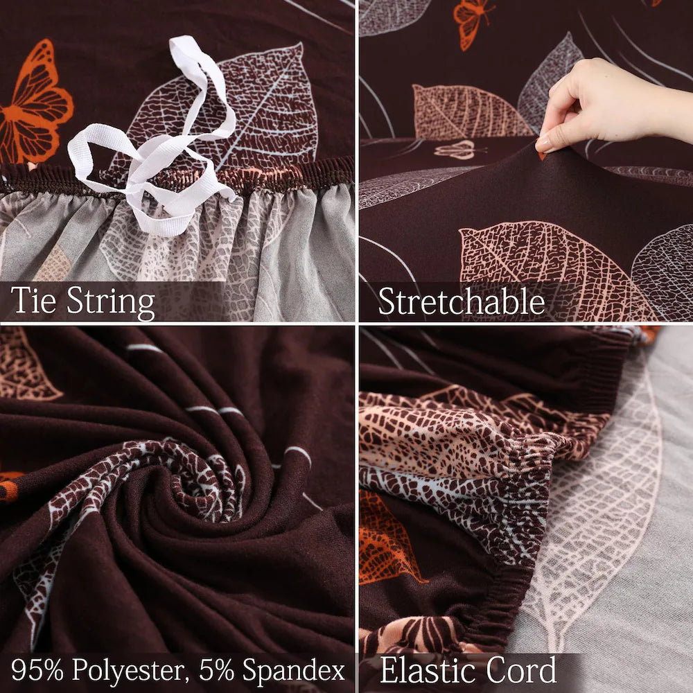 L Shape Sofa Cover- Choco Leaf - Luxury Quality Strechable & Dust-proof Sofa Cover