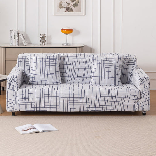 'Crossline Series' Jacquard Sofa Cover 1/2/3/4-seater Fully Covered, Navy Blue