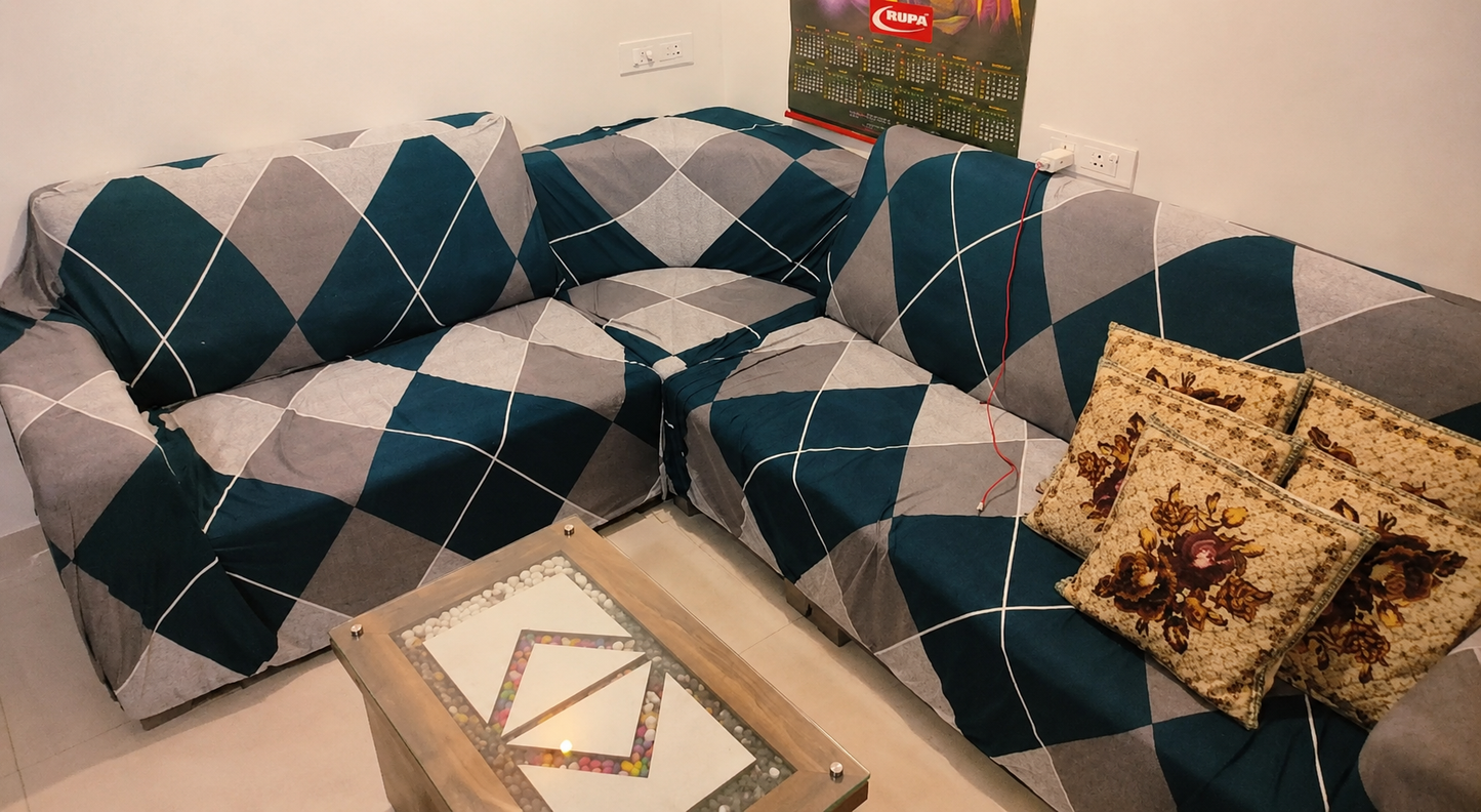 L SHAPE SUPER FURNISHING CORNER SOFA COVER SET