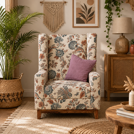 Vilius Lounge Chair in Printed Fabric