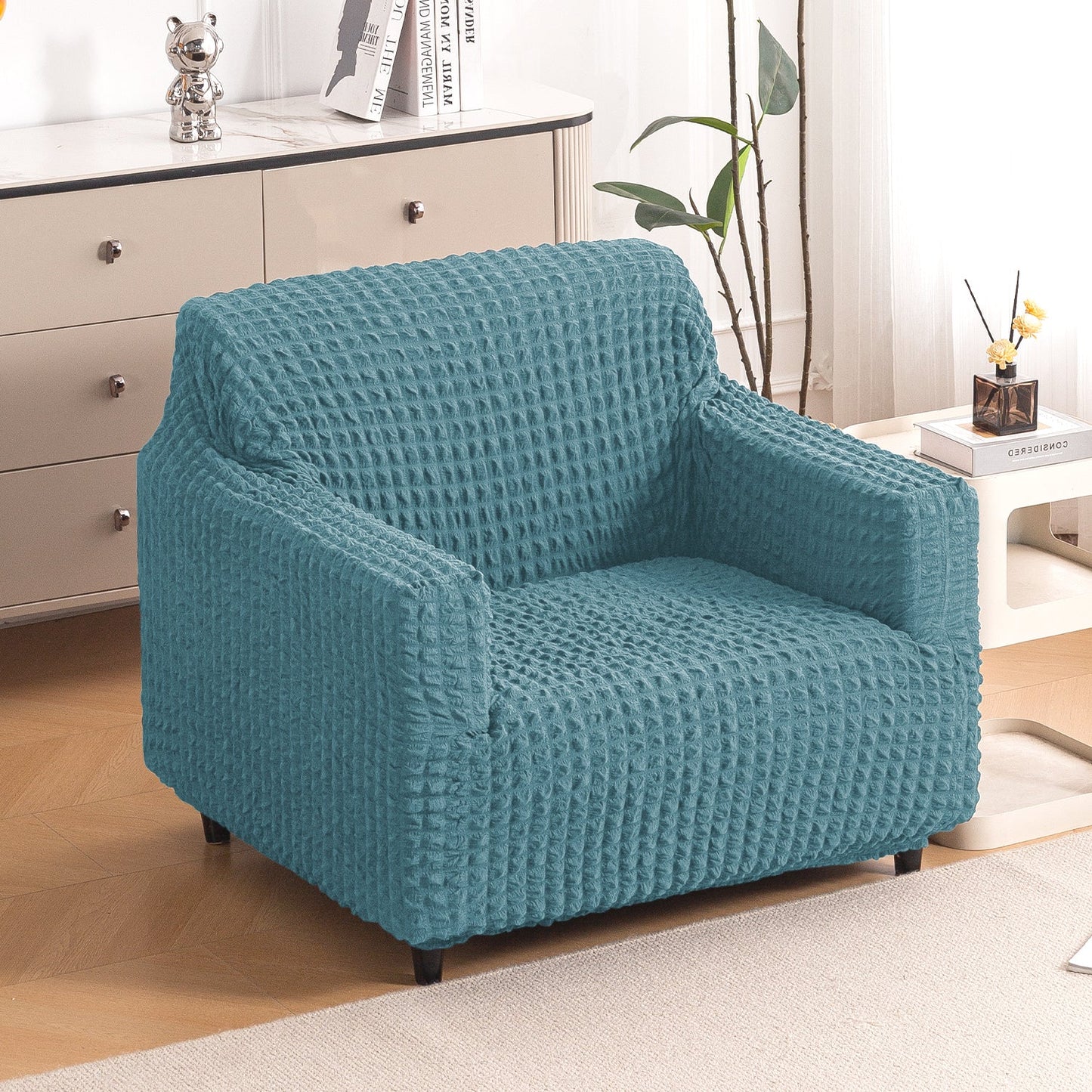 Aria Nova Elastic 280 GSM Stretchable Bubble Sofa Cover, Tropical Teal