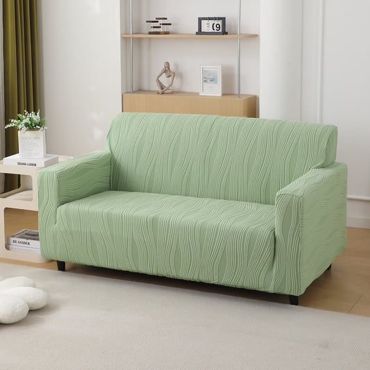 200gsm Knitting Jacquard Sofa Cover 1/2/3/4 Seater Fully Covered, Pastel Green