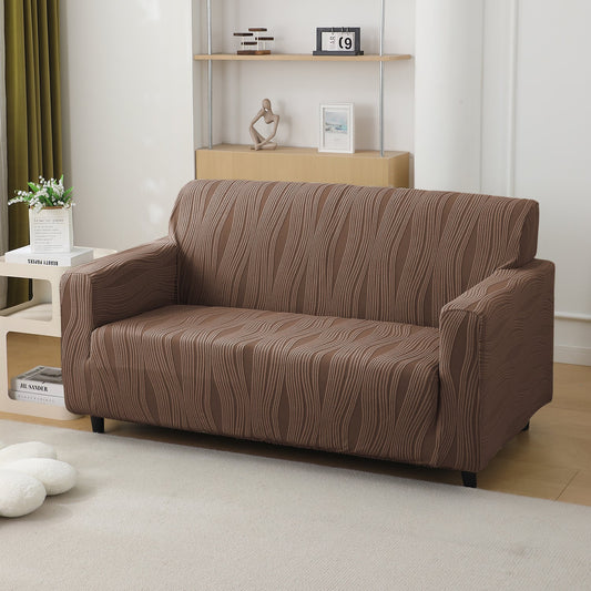 200gsm Knitting Jacquard Sofa Cover 1/2/3/4 Seater Fully Covered, Chocolate Brown