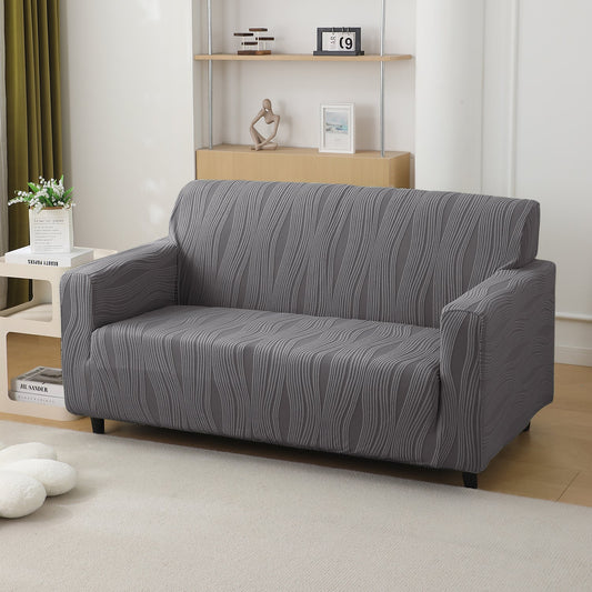 200gsm Knitting Jacquard Sofa Cover 1/2/3/4 Seater Fully Covered, Porpoise Grey