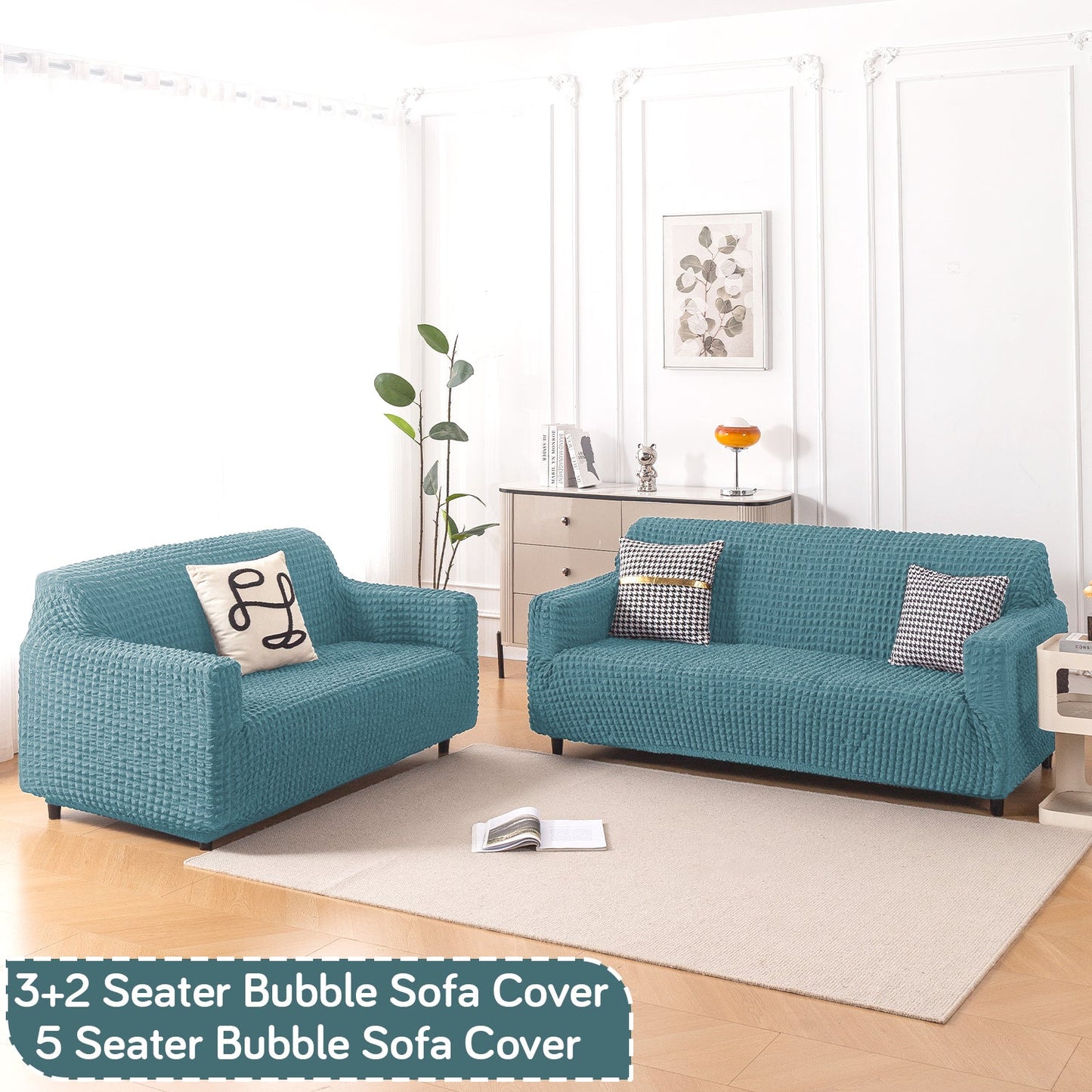 Aria Nova Elastic 280 GSM Stretchable Bubble Sofa Cover, Tropical Teal
