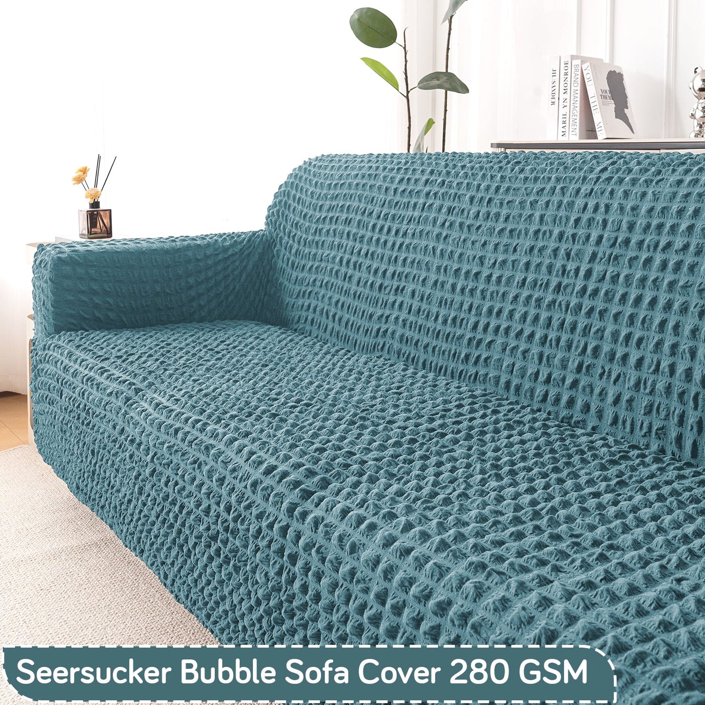 Aria Nova Elastic 280 GSM Stretchable Bubble Sofa Cover, Tropical Teal