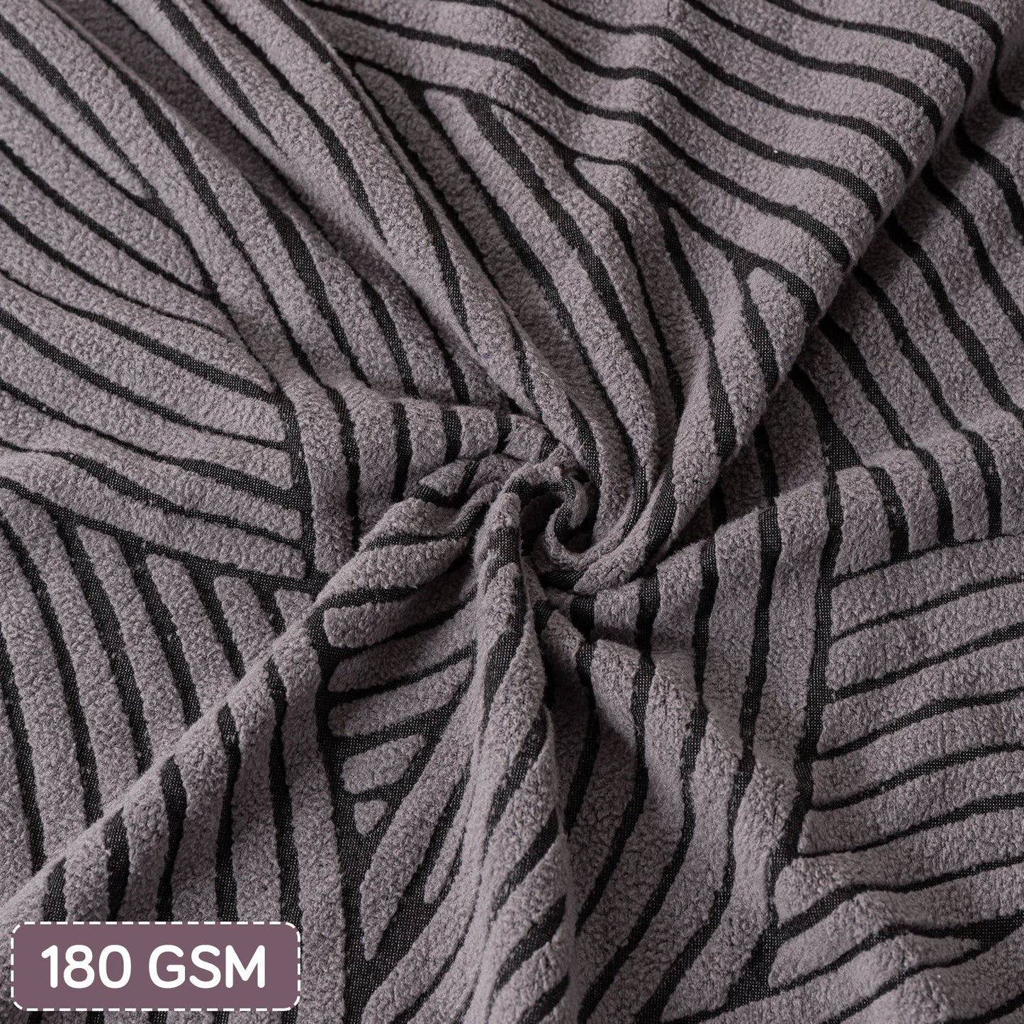 'WaveLine Series' Jacquard Sofa Cover 1/2/3/4-seater Fully Covered, Charcoal Grey