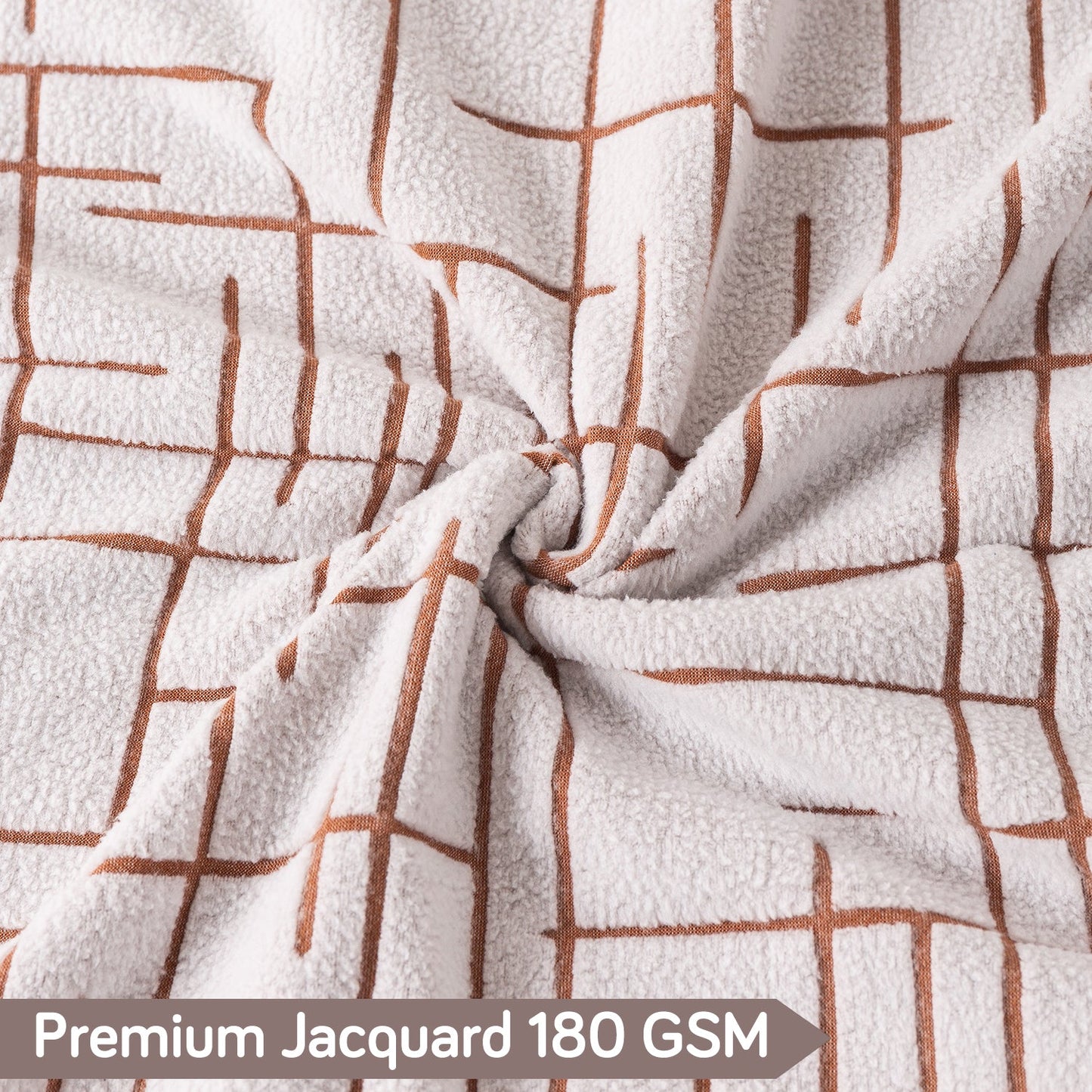 'Crossline Series' Jacquard Sofa Cover 1/2/3/4-seater Fully Covered, Rust Brown