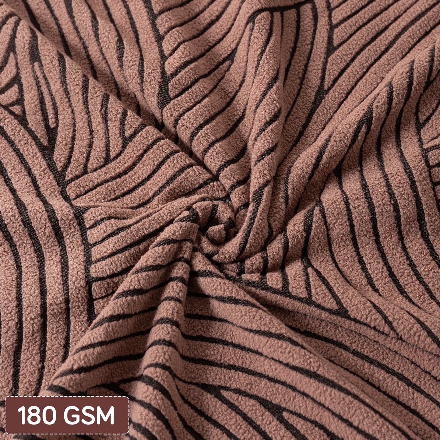 'WaveLine Series' Jacquard Sofa Cover 1/2/3/4-seater Fully Covered, Rust Brown