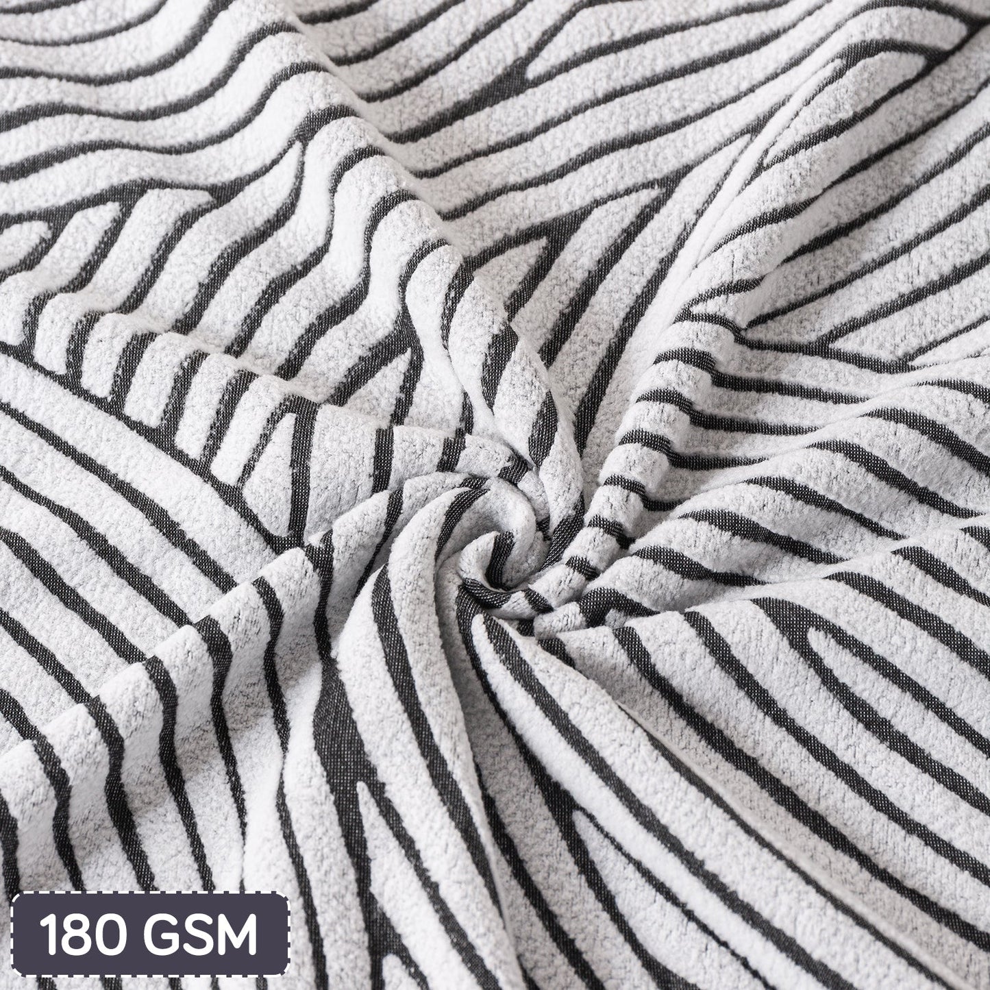 'WaveLine Series' Jacquard Sofa Cover 1/2/3/4-seater Fully Covered, Classic White