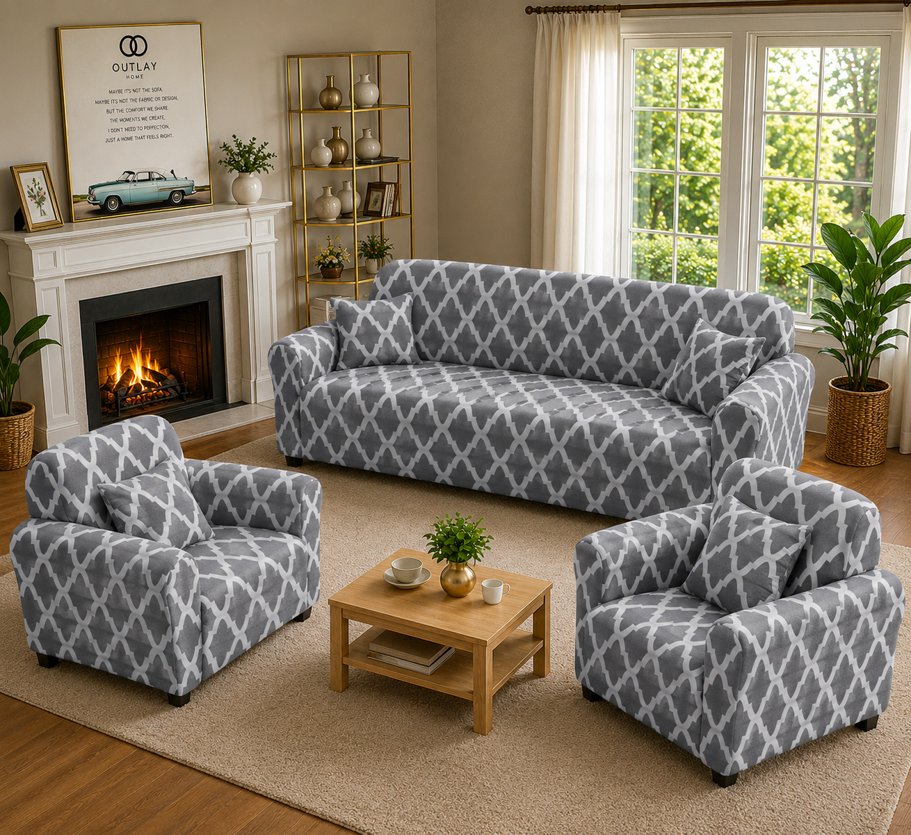 3+1+1 GREY QUILT  SOFA COVER ELASTIC STRETCHABLE 48 HOURS OFFER
