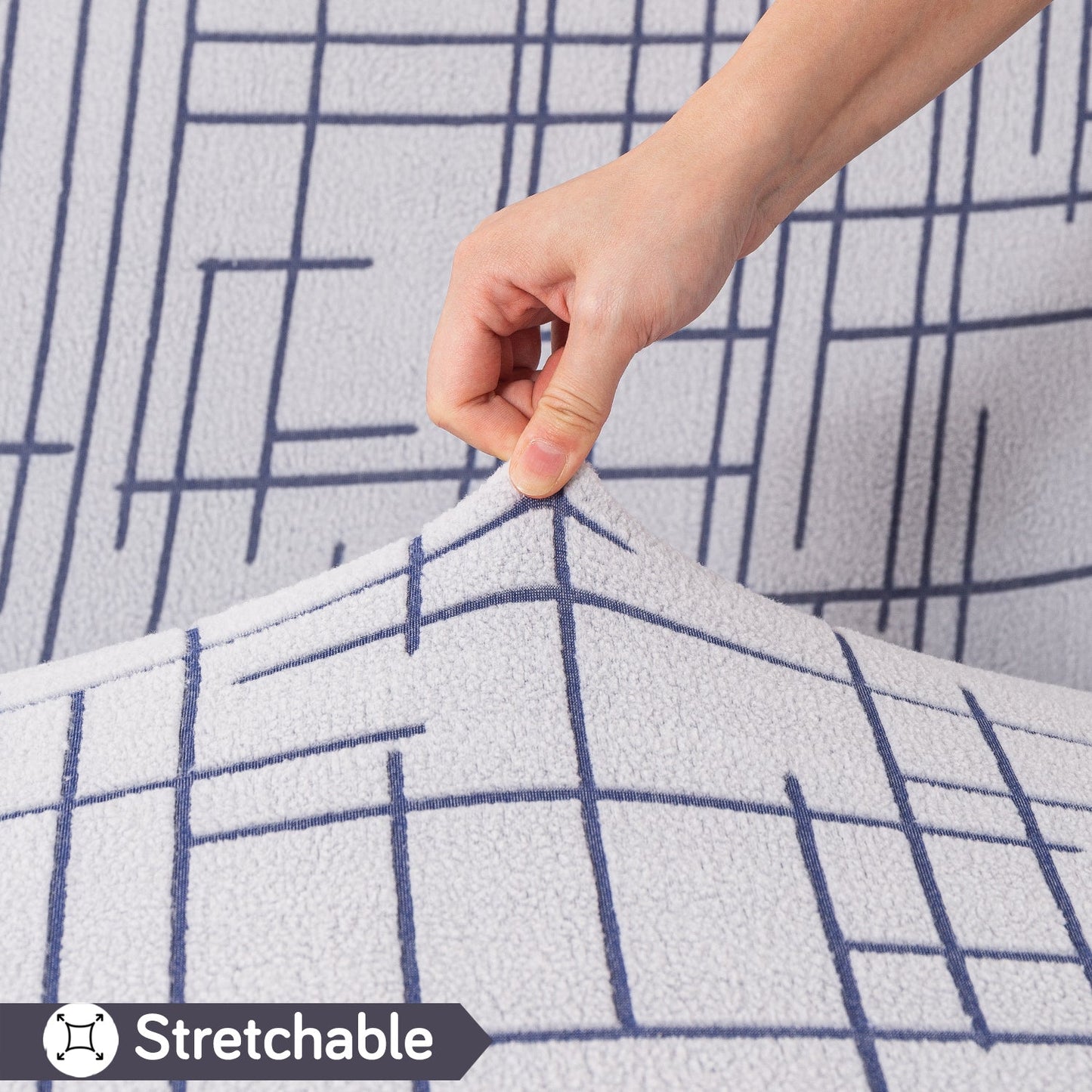 'Crossline Series' Jacquard Sofa Cover 1/2/3/4-seater Fully Covered, Navy Blue