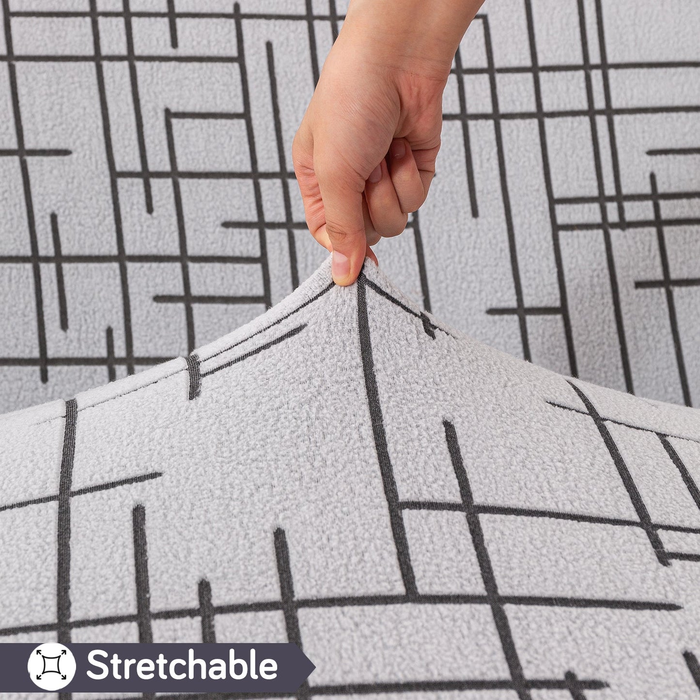 'Crossline Series' Jacquard Sofa Cover 1/2/3/4-seater Fully Covered, Dark Grey