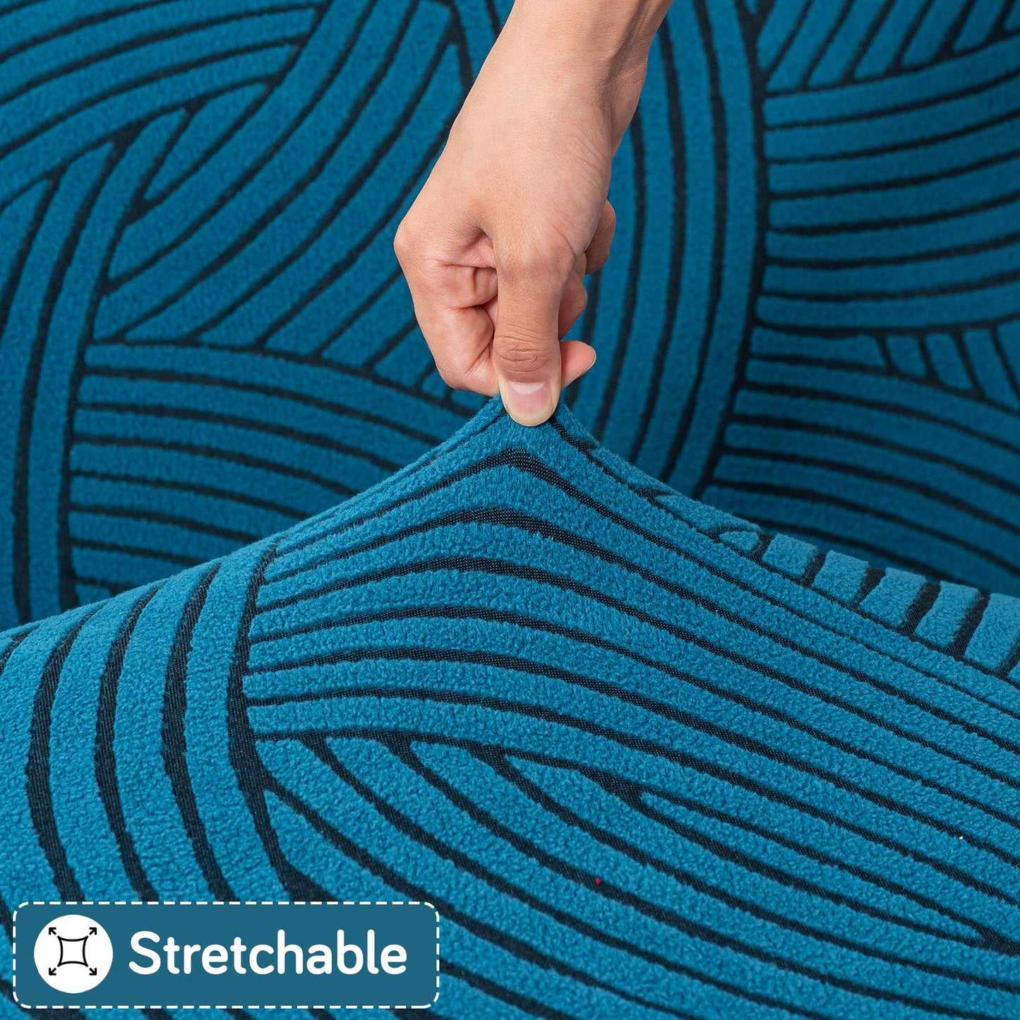 'WaveLine Series' Jacquard Sofa Cover 1/2/3/4-seater Fully Covered, Teal Green