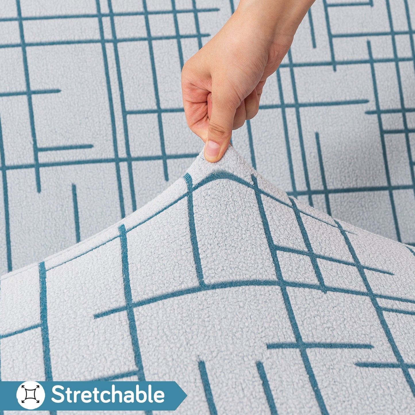 'Crossline Series' Jacquard Sofa Cover 1/2/3/4-seater Fully Covered, Teal Blue