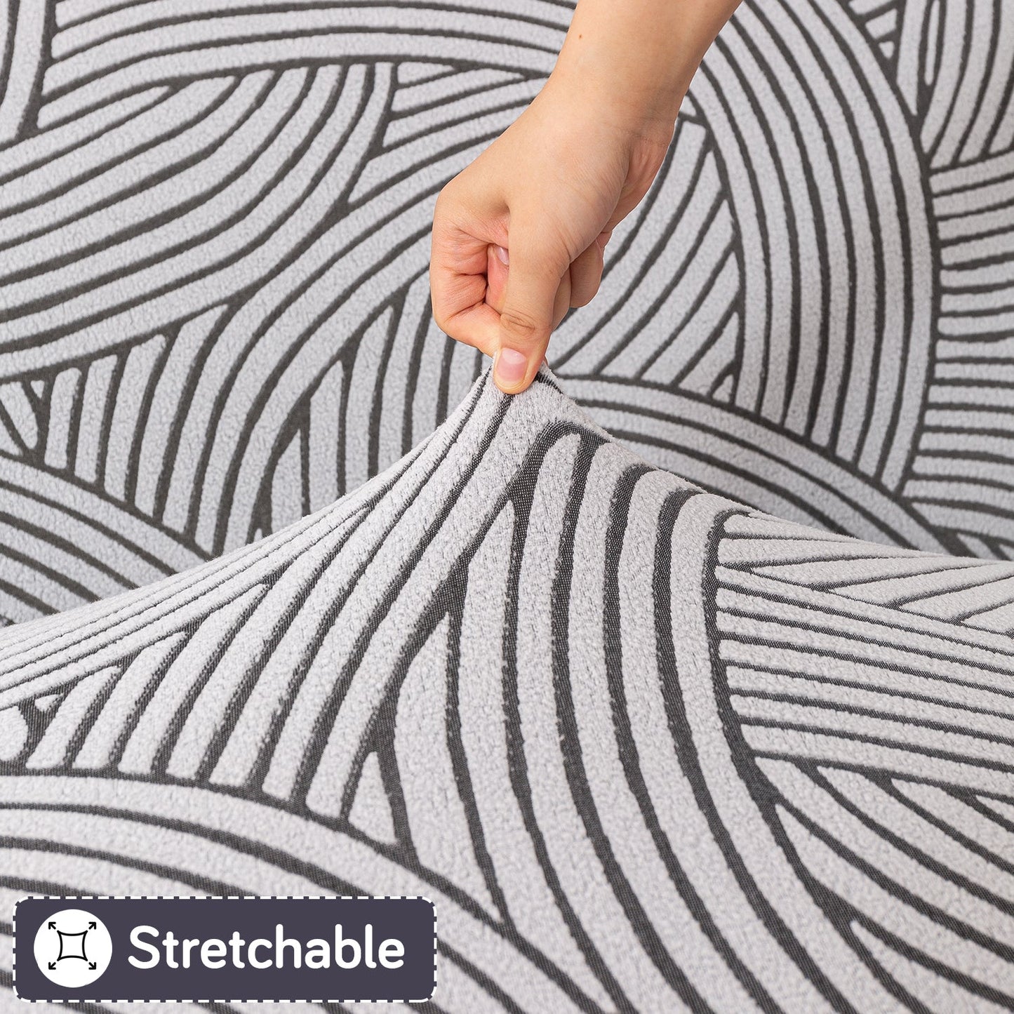 'WaveLine Series' Jacquard Sofa Cover 1/2/3/4-seater Fully Covered, Classic White