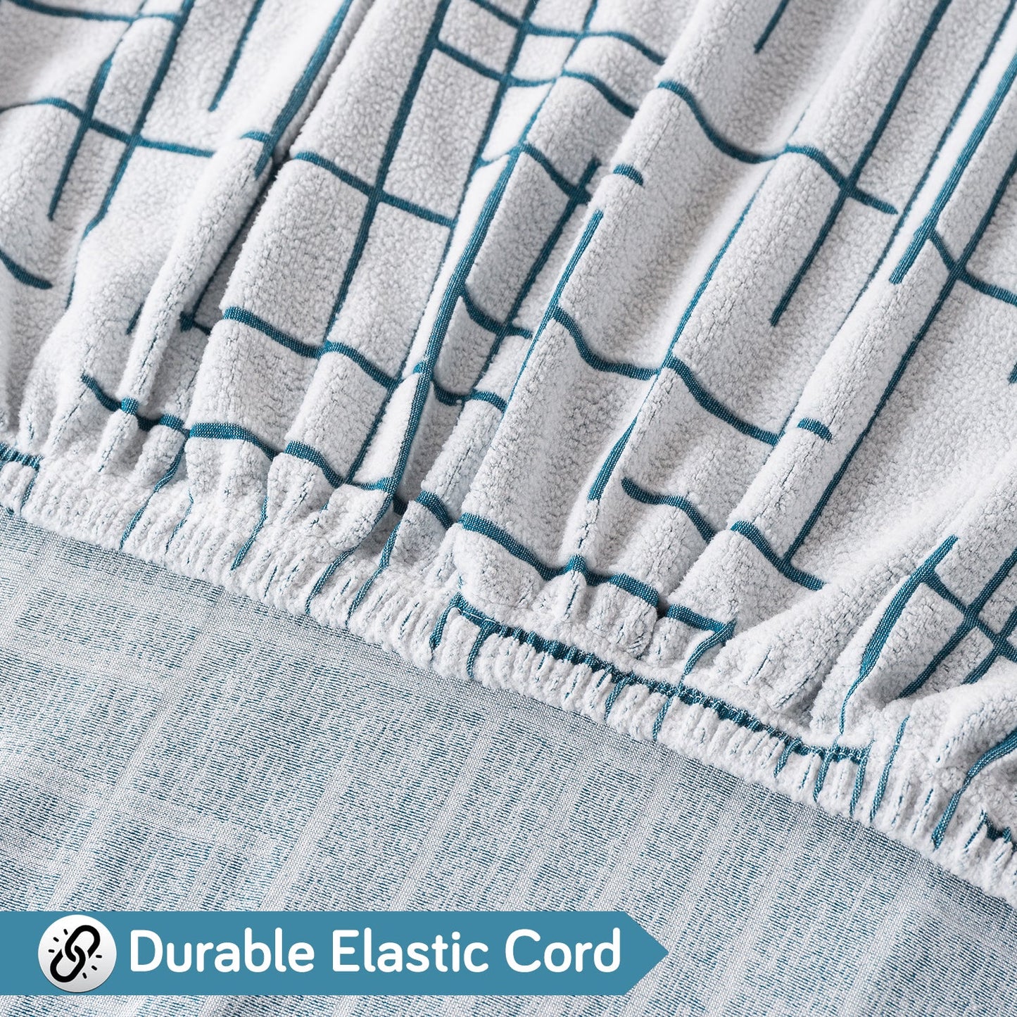 'Crossline Series' Jacquard Sofa Cover 1/2/3/4-seater Fully Covered, Teal Blue