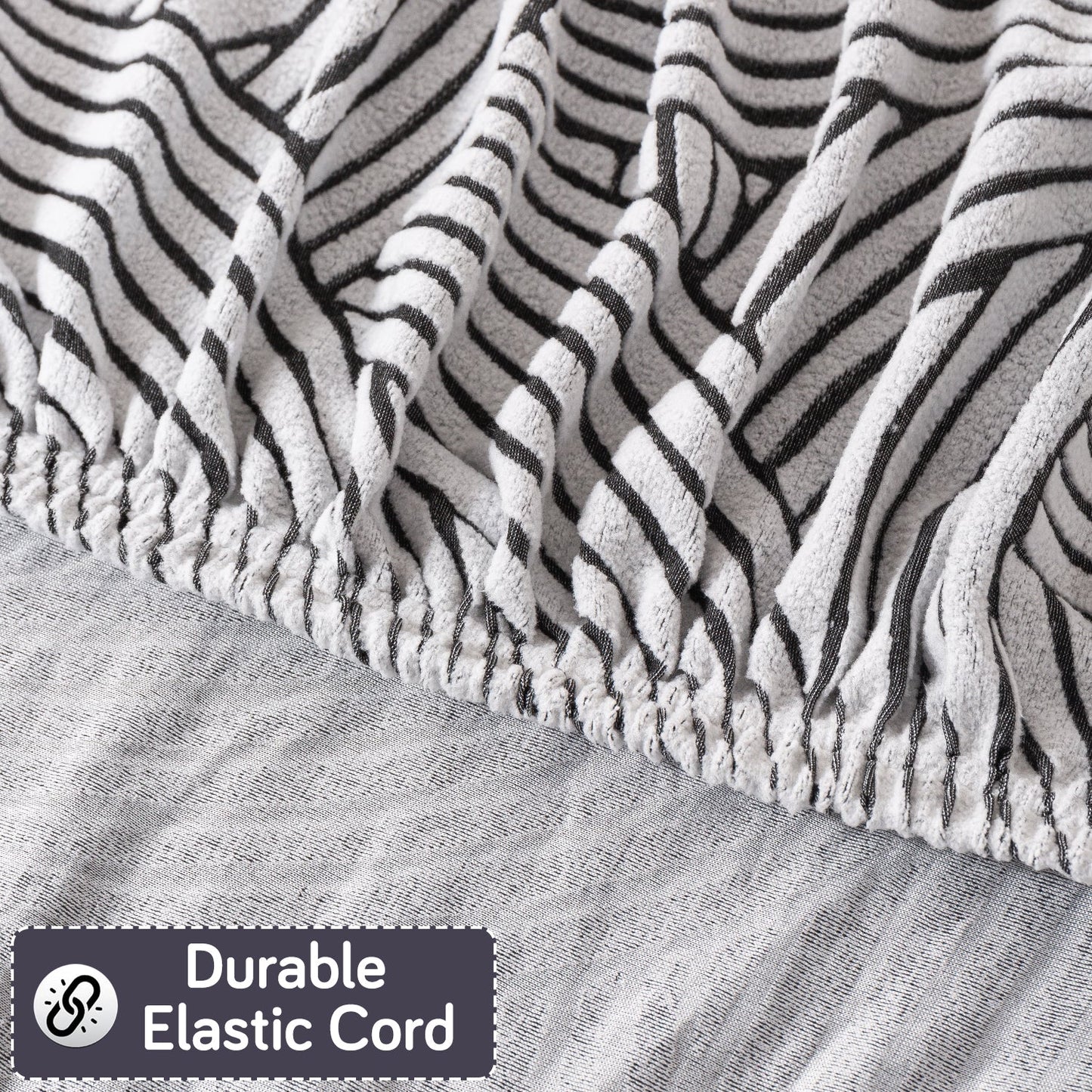 'WaveLine Series' Jacquard Sofa Cover 1/2/3/4-seater Fully Covered, Classic White