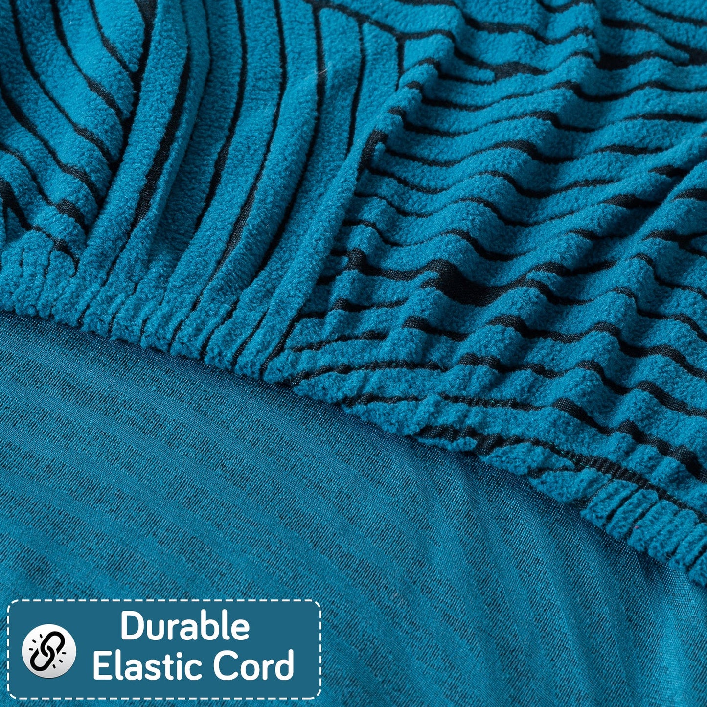 'WaveLine Series' Jacquard Sofa Cover 1/2/3/4-seater Fully Covered, Teal Green