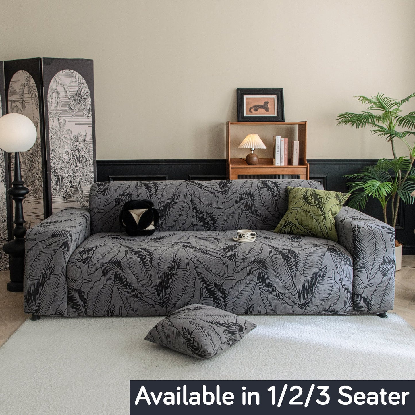 Dual Tone Knitting Jacquard Sofa Cover 1/2/3 Seater Fully Covered - Shadow Grey