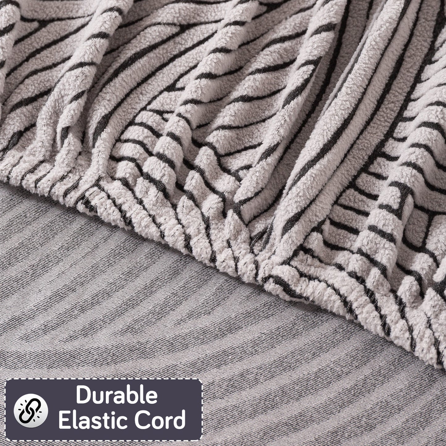 'WaveLine Series' Jacquard Sofa Cover 1/2/3/4-seater Fully Covered, Classic White