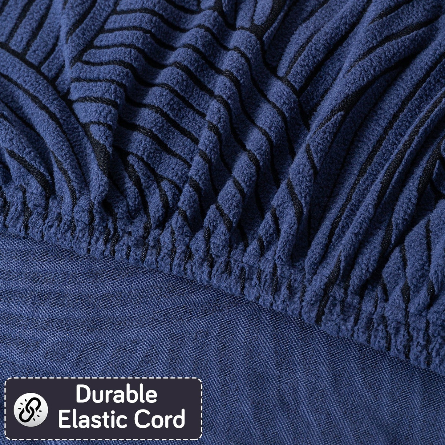'WaveLine Series' Jacquard Sofa Cover 1/2/3/4-seater Fully Covered, Royal Blue