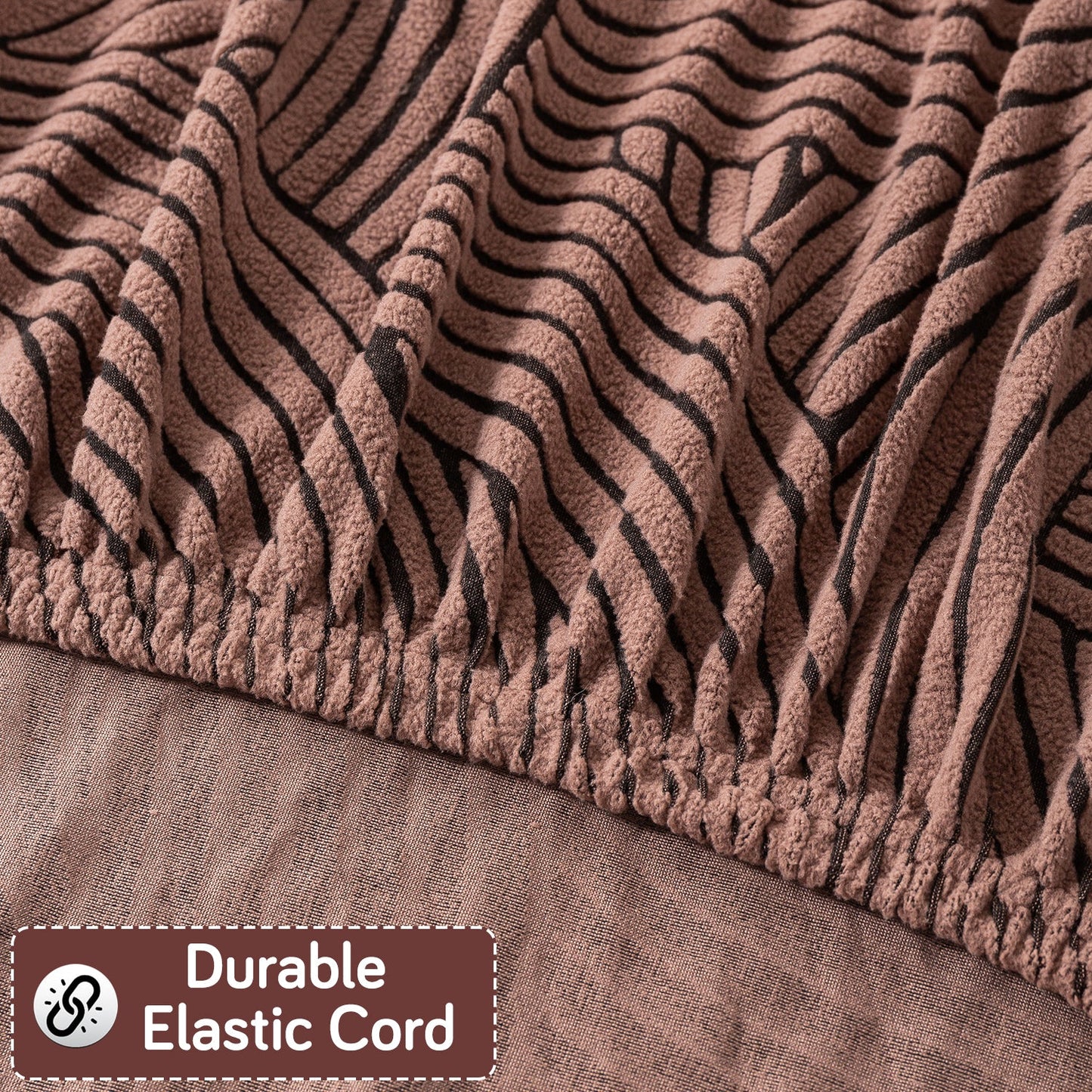 'WaveLine Series' Jacquard Sofa Cover 1/2/3/4-seater Fully Covered, Rust Brown