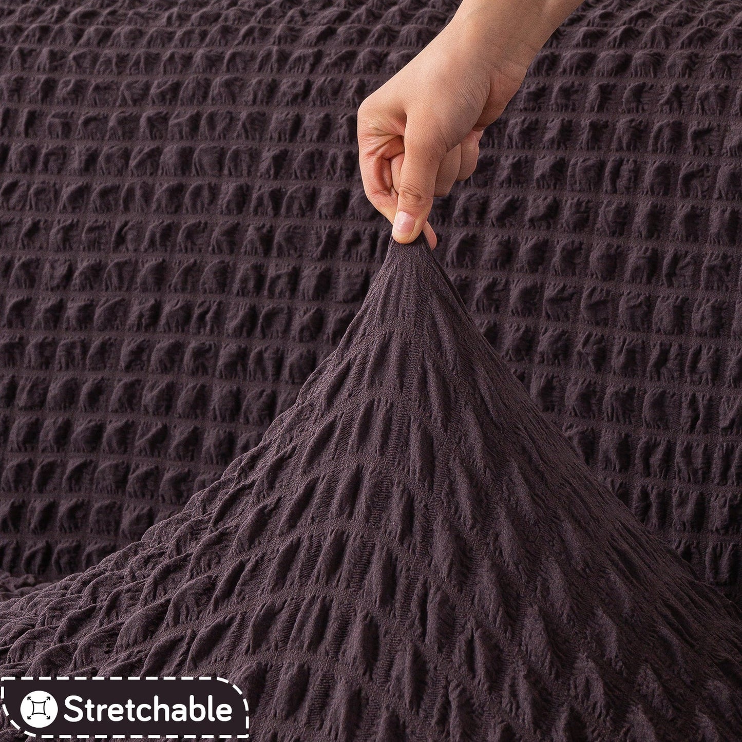 Aria Nova Elastic 280 GSM Stretchable Bubble Sofa Cover, Light Grey