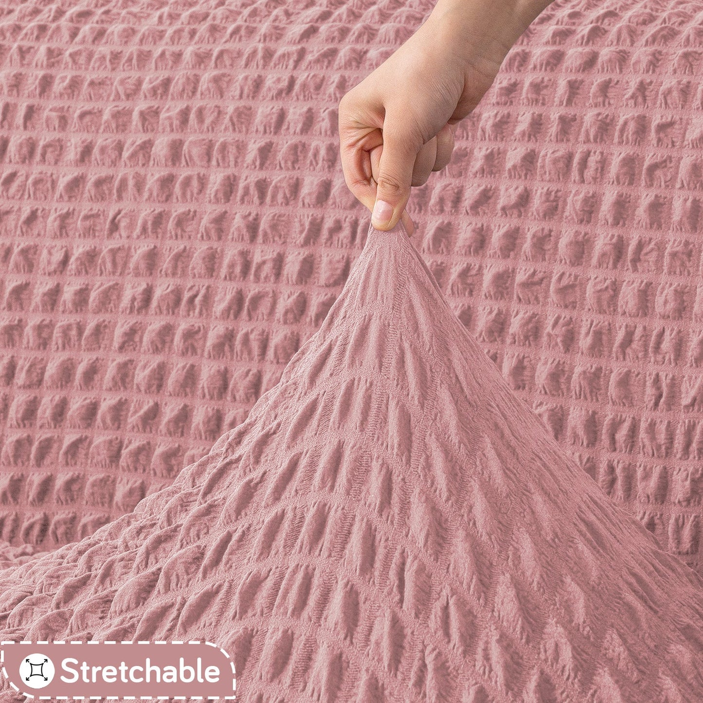 Aria Nova Elastic 280 GSM Stretchable Bubble Sofa Cover, Tea Rose Pink