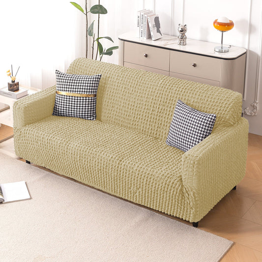 Aria Nova Elastic 280 GSM Stretchable Bubble Sofa Cover , Beige