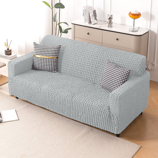Aria Nova Elastic 280 GSM Stretchable Bubble Sofa Cover, Light Grey