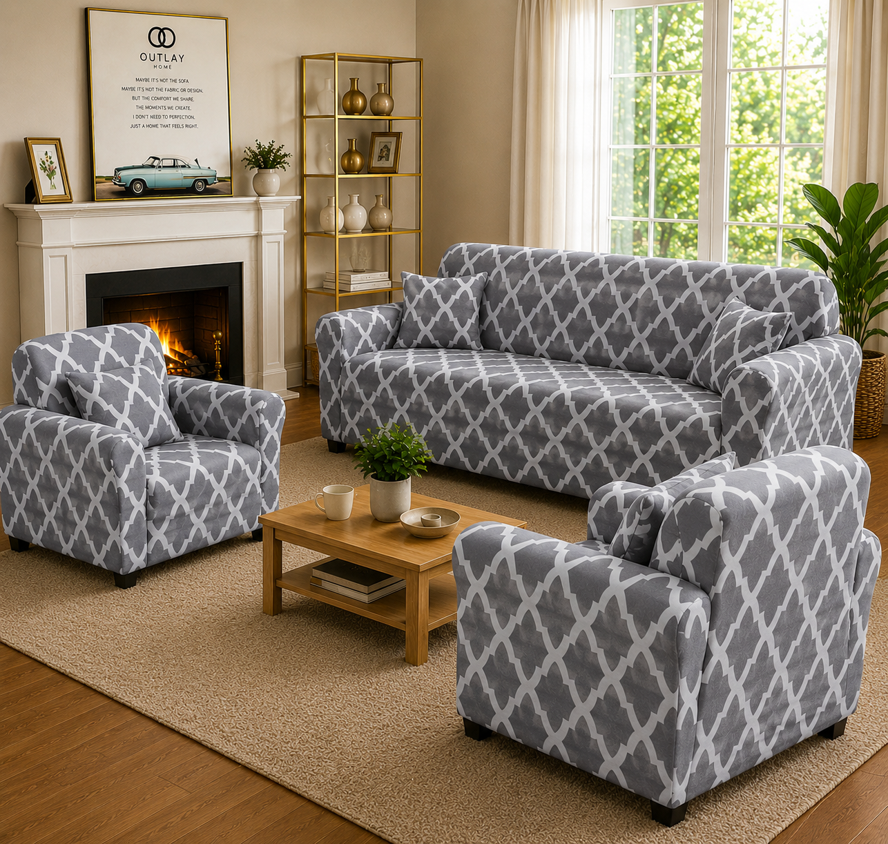 3+1+1 GREY QUILT  SOFA COVER ELASTIC STRETCHABLE 48 HOURS OFFER