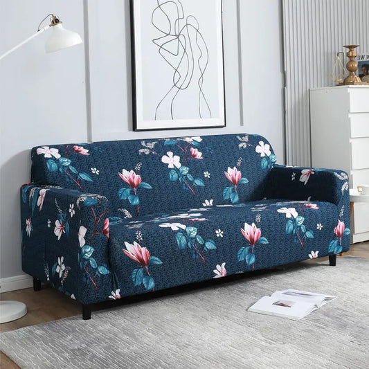 Sofa Cover- Blue Flooral - Luxury Quality Strechable & Dust-proof Sofa Cover