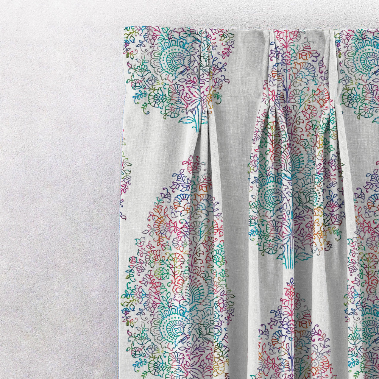 Elegant Floral Print Room Darkening Curtains Set of 2 DS108A