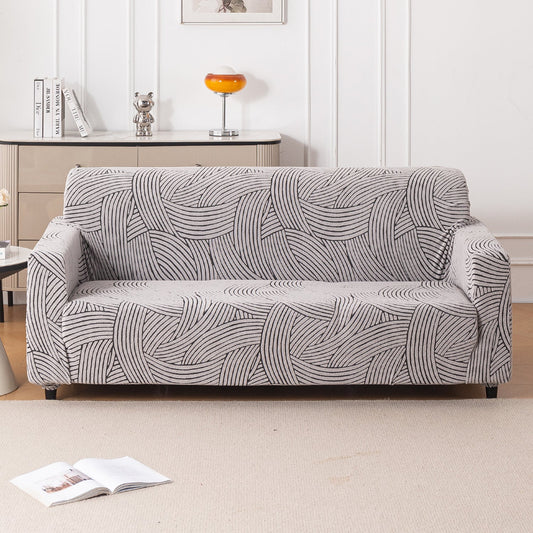 'WaveLine Series' Jacquard Sofa Cover 1/2/3/4-seater Fully Covered, Classic White