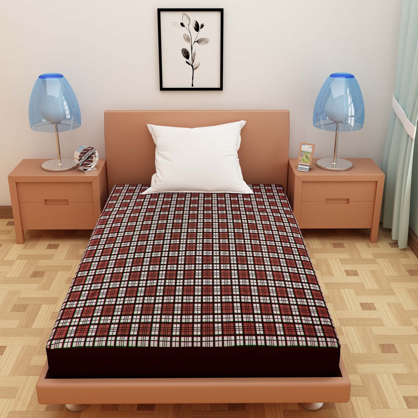 Waterproof Mattress Protector with 360 Degree Elastic Strap, Luxury Terry Printed (Brown, Available in 16 Sizes)