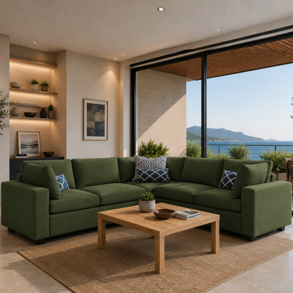 Alston Fabric L Shape 5 Seater Corner Sofa | Modern Living Room Sofa