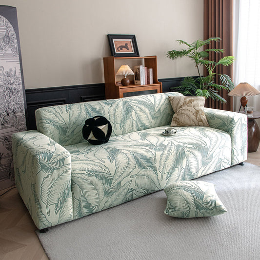 Dual Tone Knitting Jacquard Sofa Cover 1/2/3 Seater Fully Covered - Creamish Pale Green