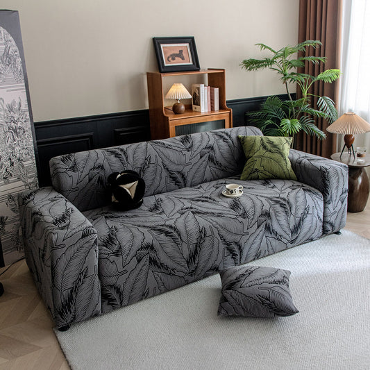 Dual Tone Knitting Jacquard Sofa Cover 1/2/3 Seater Fully Covered - Shadow Grey