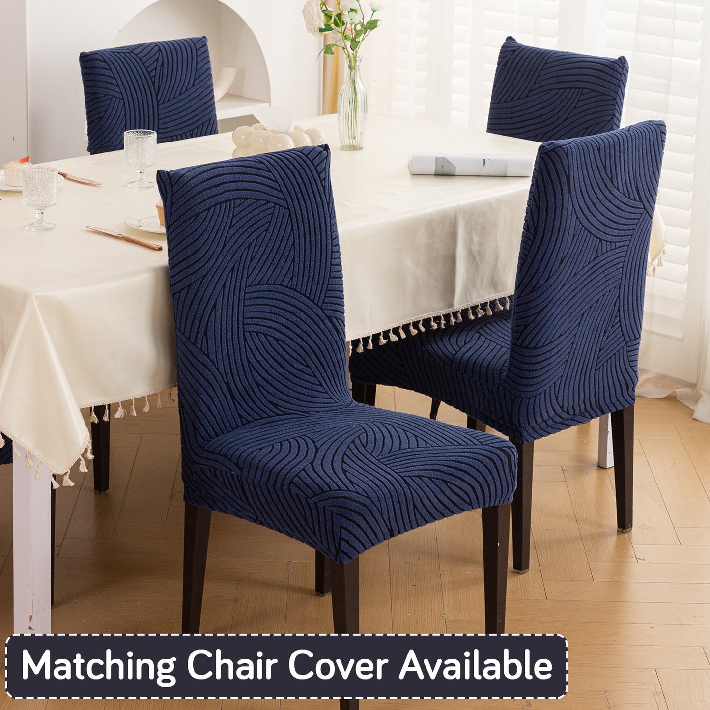 'WaveLine Series' Jacquard Sofa Cover 1/2/3/4-seater Fully Covered, Royal Blue