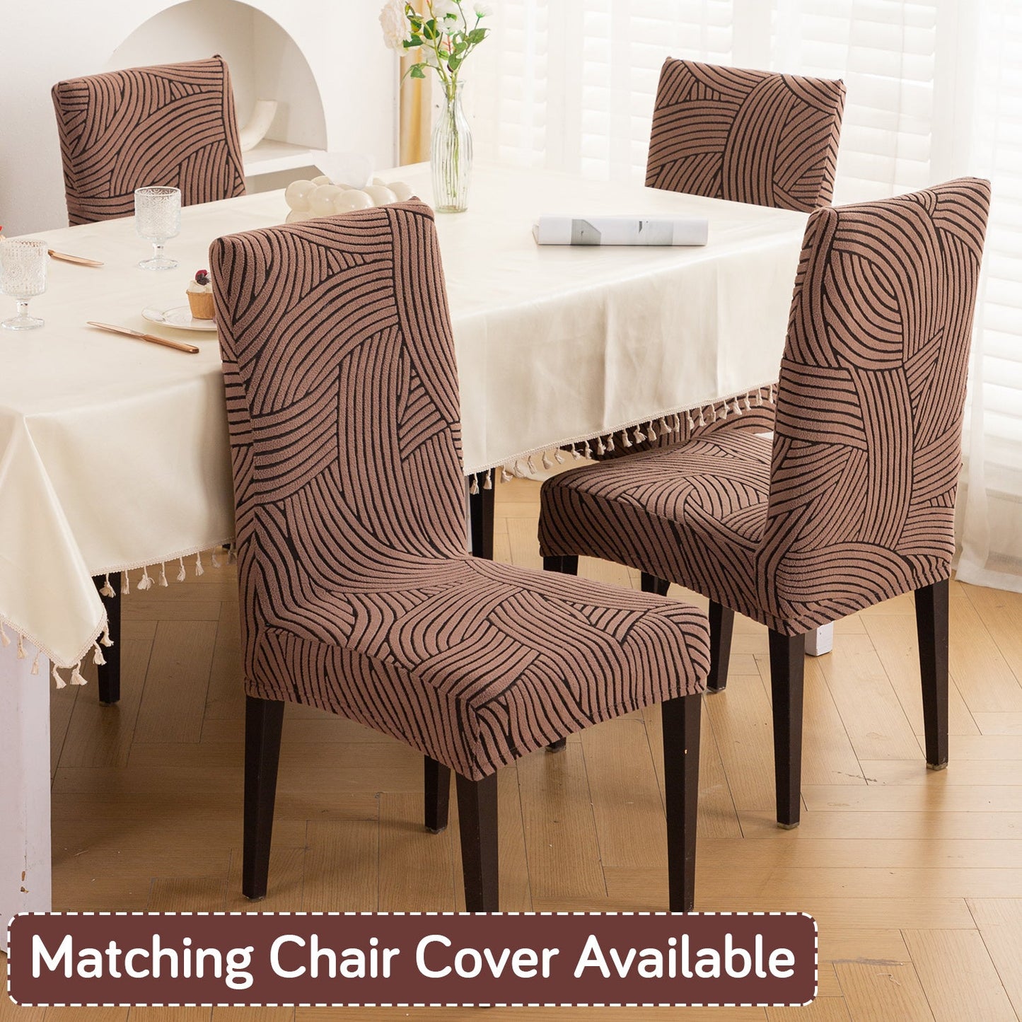 'WaveLine Series' Jacquard Sofa Cover 1/2/3/4-seater Fully Covered, Rust Brown