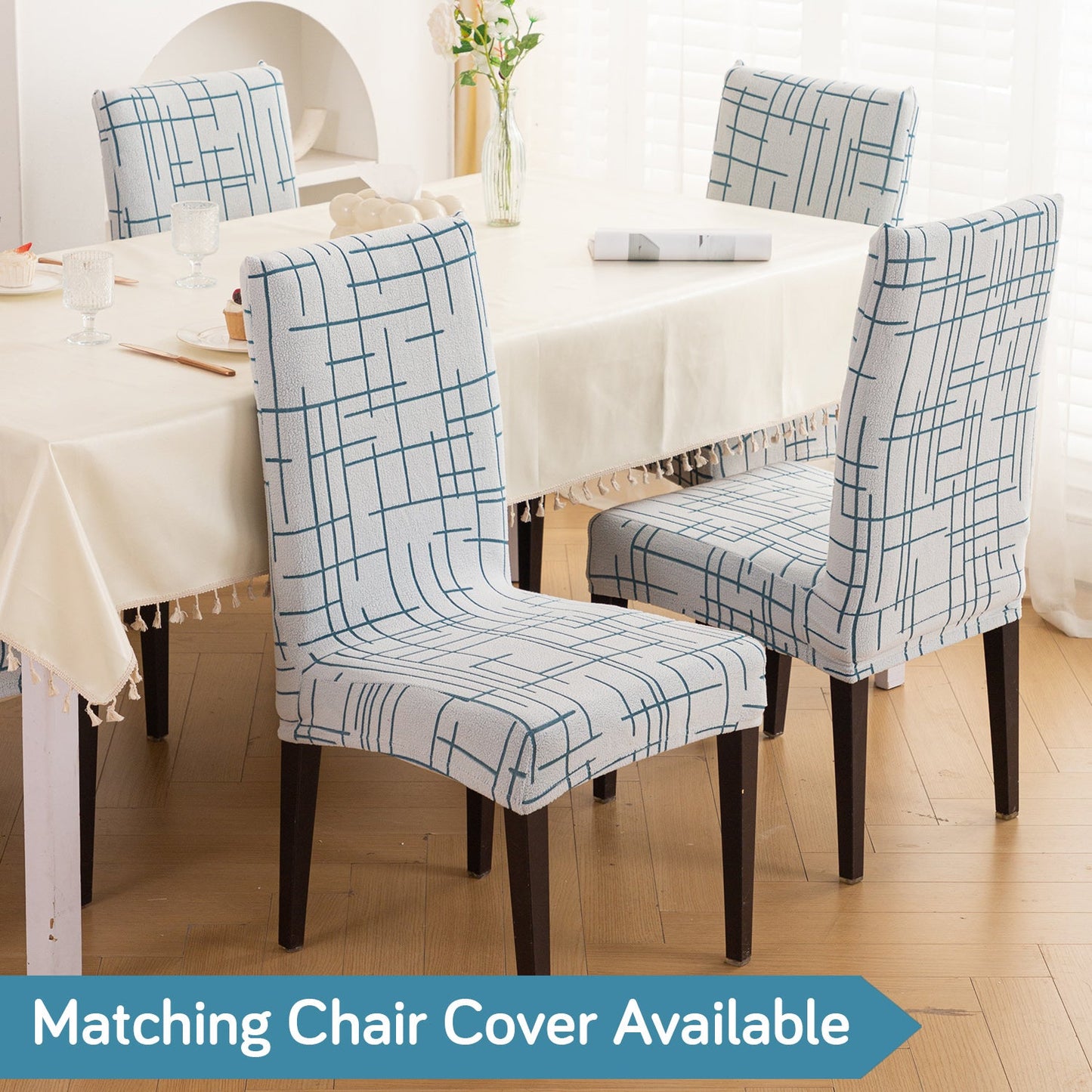 'Crossline Series' Jacquard Sofa Cover 1/2/3/4-seater Fully Covered, Teal Blue