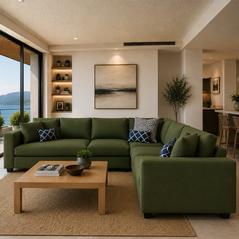 Alston Fabric L Shape 5 Seater Corner Sofa | Modern Living Room Sofa