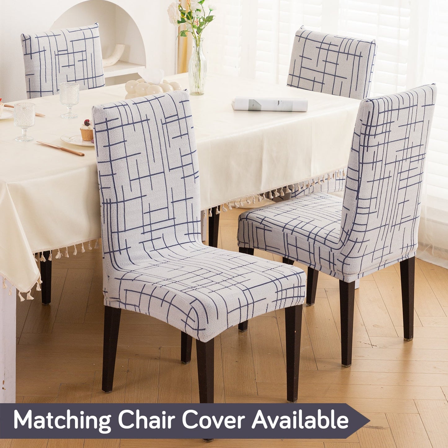 'Crossline Series' Jacquard Sofa Cover 1/2/3/4-seater Fully Covered, Navy Blue