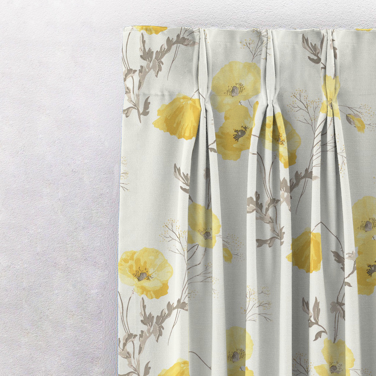 Elegant Floral & Ombre Print Combination Room Darkening Curtains - Set Of 4 Door Curtain (133ALINES3) - Yellow & Cream