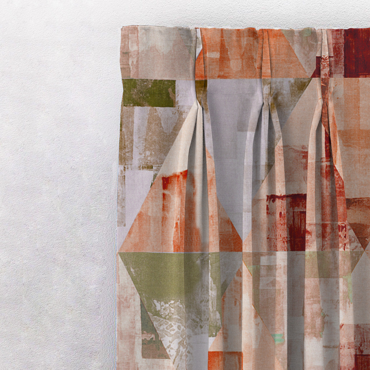 Elegent Geometric Print Matt Finish Room Darkening Curtain Set of 2 MTDS145C