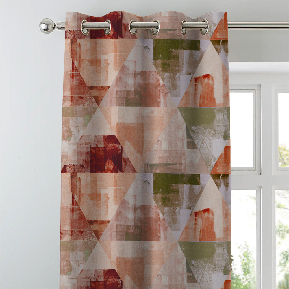 Elegent Geometric Print Matt Finish Room Darkening Curtain Set of 2 MTDS145C