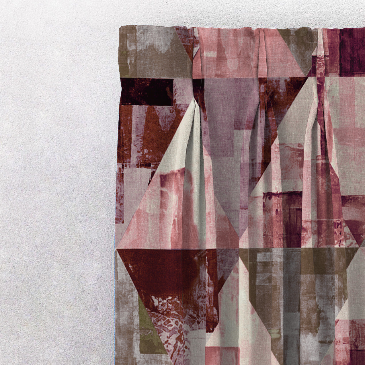 Elegent Geometric Print Matt Finish Room Darkening Curtain Set of 2 MTDS145E