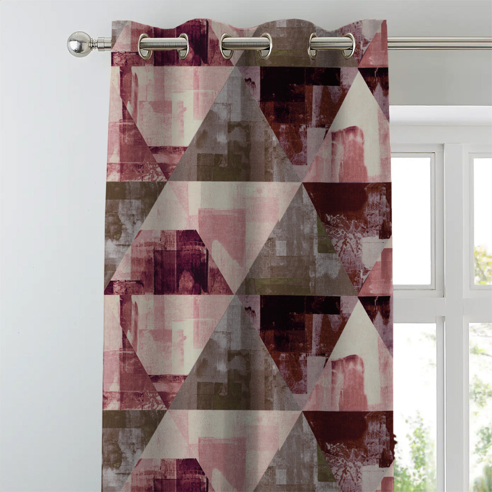Elegent Geometric Print Matt Finish Room Darkening Curtain Set of 2 MTDS145E