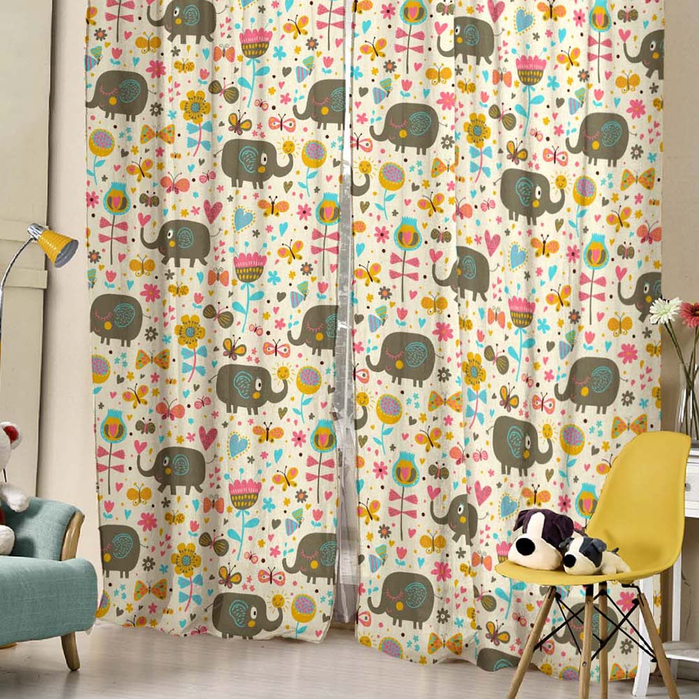 Elegant Kids Print Room Darkening  Curtain - Set of 2 - DS159A